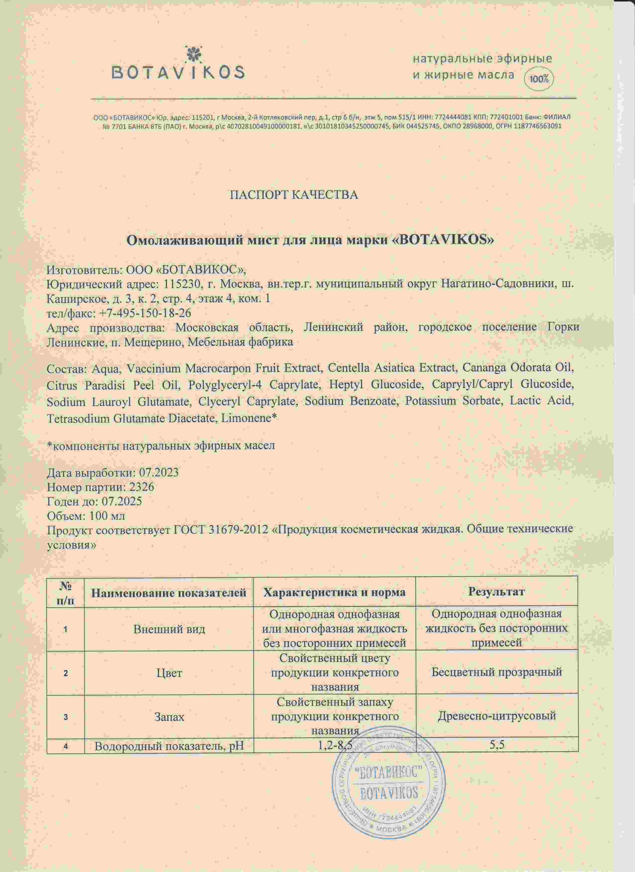 Паспорт №072023